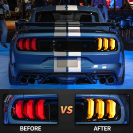 VLAND LED-achterlichten voor 2015-2023 Ford Mustang S550 met 5 standen richtingaanwijzer Kleur Wit (helder)