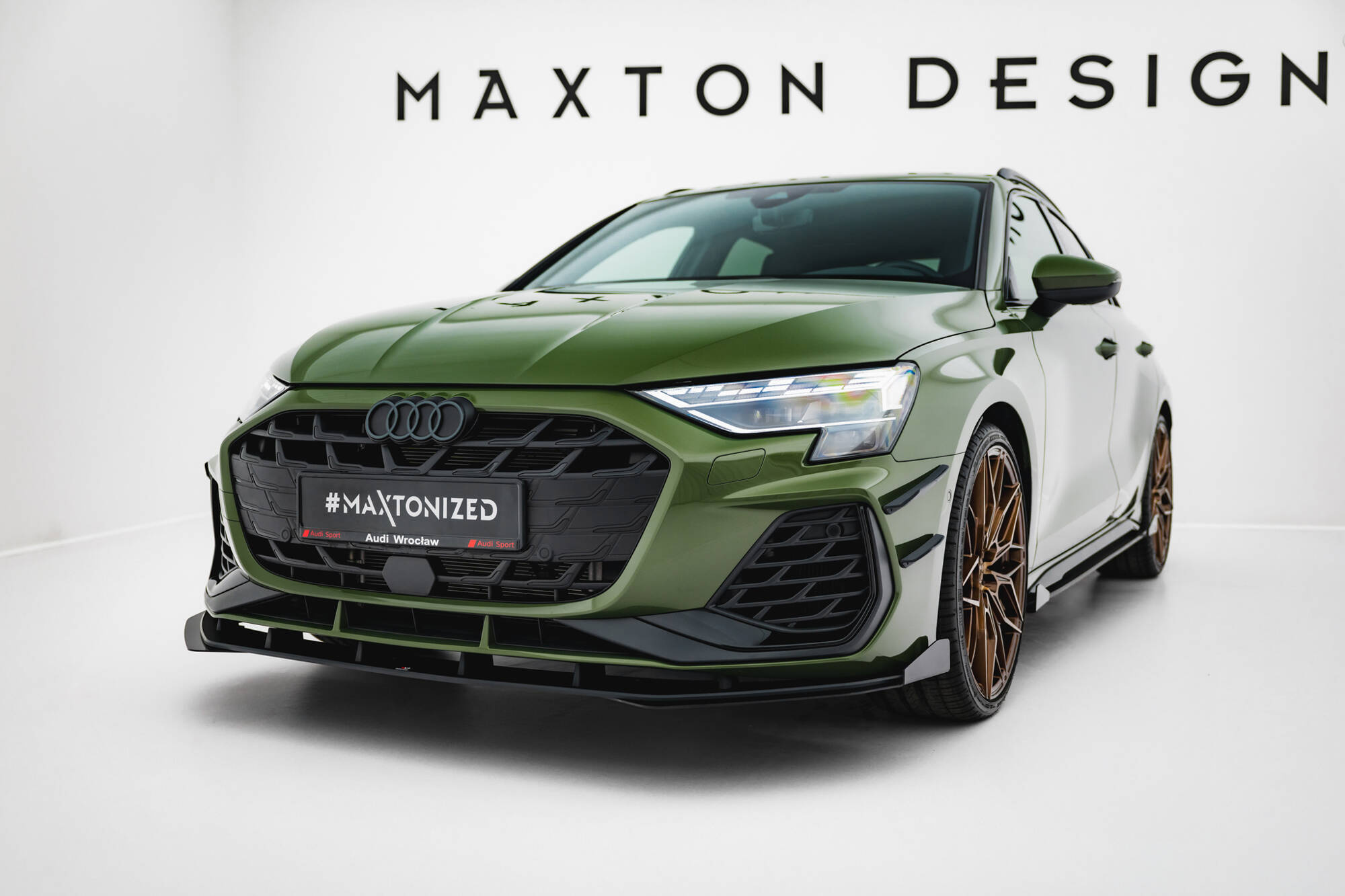 Maxton Design Street Pro Frontsplitter V.1 + kleppen Audi S3 Sportback / A3 S-line Sportback 8Y Facelift