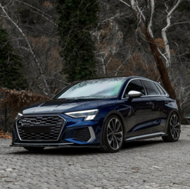 Oneway Voorspoilerlip passend voor Audi A3 S-Line/S3 8Y 2020- - Glanzend zwart