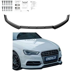 Oneway Voorspoilerlip passend voor Audi S3 8V (Sedan/Cabrio) 2013-2016 - Versie 2 - Glanzend zwart