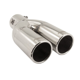 Simoni Racing Uitlaatsierstuk Dubbel Rond RVS - Ø63xL220mm - Montage ->60mm