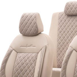 Universele Velours/Stoffen Stoelhoezenset 'Comfortline VIP' Crème - 11-delig - geschikt voor Side-Airbags