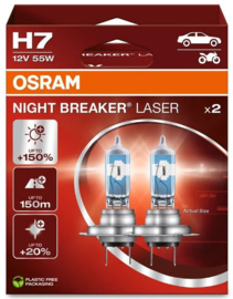 Osram Night Breaker Laser Halogeen lampen - H7 - 12V/55W - set à 2 stuks