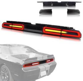 VLAND LED-achterlichten voor 2008-2014 Dodge Challenger met oranje sequentiële richtingaanwijzers Gerookt (oranje richtingaanwijzers)