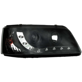 Set Koplampen in DRL-Look passend voor Volkswagen T5 2003-2010 - Zwart