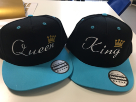 King & Queen Cap licht blauw/zwart (Kroon)