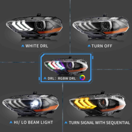 VLAND LED RGB-koplampen voor Ford Mustang 2018-2023 Aftermarket-koplampen