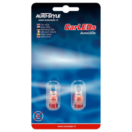 T-8 LED Lampen 12V Rood Wide-Angle, set à 2 stuks