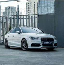 Oneway Voorspoilerlip passend voor Audi S3 8V (Sedan/Cabrio) 2013-2016 - Versie 2 - Glanzend zwart