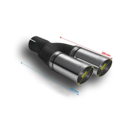 Ulter Sport Uitlaatsierstuk - Dubbel Rond Ø60mm Race - Lengte 220mm - Montage ->50mm - RVS