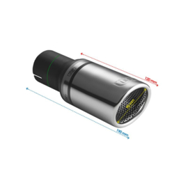Ulter Sport Uitlaatsierstuk - Rond Ø90mm Schuin RS - Lengte 120mm - Montage ->50mm - RVS