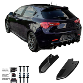 Oneway Achterbumperskirts (Hoeken) passend voor Alfa Romeo Giulietta 2010-2020 - Glanzend zwart
