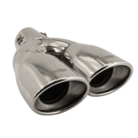 Simoni Racing Uitlaatsierstuk Dubbel Ovaal/Schuin RVS - 167x67xL220mm - Montage 37->57mm - Rechts