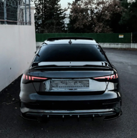 Oneway Achterbumperskirt (Diffuser) passend voor Audi A3 (8Y) Sedan/Sportback 2020-2024 excl. S-Line/S3/RS3 - Glanzend zwart