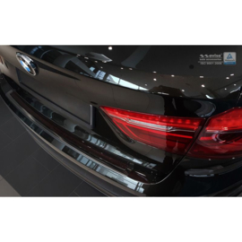 RVS Achterbumperprotector 'Deluxe' passend voor BMW X6 F16 2014-2019 Zwart/Rood-Zwart Carbon excl. M-Pakket