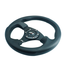 Simoni Racing Universeel Sportstuur 'Rolle' - Zwart Eco-Leder - Diameter 300mm