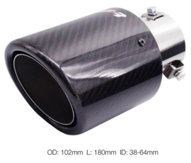 Simoni Racing Uitlaatsierstuk Rond/Schuin Glanzend-Carbon+RVS - Ø102xL180mm - Montage 38-63mm