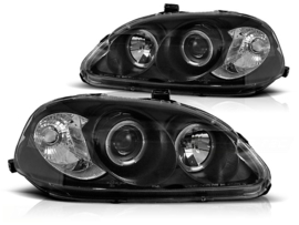 Koplampen Honda Civic 95-99 Angel Eyes Zwart