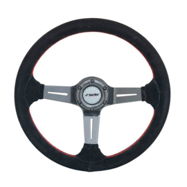 Simoni Racing Universeel Sportstuur Carlos - Carbon - Zwart Suède + Rode Stiksels - Diameter 350mm