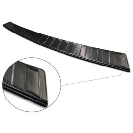 Zwart RVS Achterbumperprotector passend voor VW Transporter T5 2003-2015 (alle) & T6 2015- / FL 2019- (met achterdeuren) 'XL' 'Ribs'