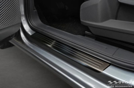 Zwart RVS Instaplijsten passend voor Volkswagen Caddy V 2020- 'Lines' - 2-delig