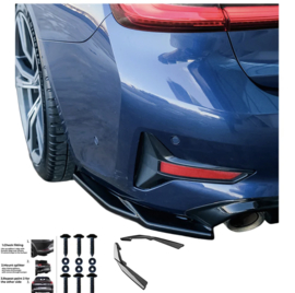 Oneway Achterbumperskirts (Hoeken) passend voor BMW 3-Serie G20/G21 Sedan/Touring Sport Line 2018-2022 - Glanzend zwart