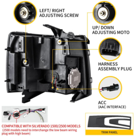 VLAND LED-koplampen voor 2007-2013 Chevrolet Silverado 1500 2500HD 3500HD