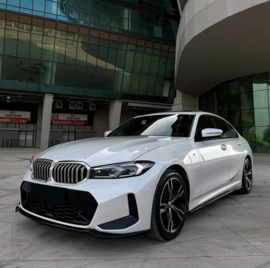 Oneway Voorspoilerlip passend voor BMW 3-Serie G20/G21/M340i M-Pack Facelift 2022- - Glanzend zwart