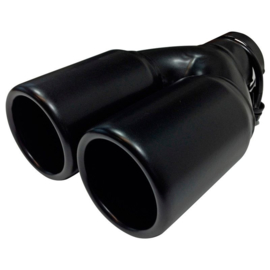 Uitlaatsierstuk Staal/Zwart - 2x rond 76mm - lengte 220mm - 45-60mm aansluiting