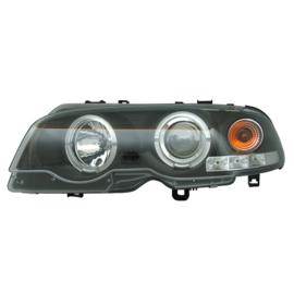 Set Koplampen passend voor BMW 3-Serie E46 Coupe/Cabrio 1999-2002 - Zwart - incl. Angel-Eyes