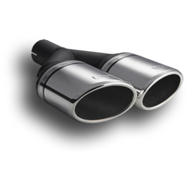 Ulter Sport Uitlaatsierstuk - Dubbel Ovaal 95x65mm Schuin Type II - Lengte 200mm - Montage ->50mm - RVS