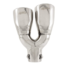 Simoni Racing Uitlaatsierstuk Dubbel Ovaal/Schuin RVS - 167x67xL220mm - Montage 37->57mm - Rechts