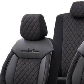 Universele Velours/Stoffen Stoelhoezenset 'Comfortline VIP' Zwart - 11-delig - geschikt voor Side-Airbags