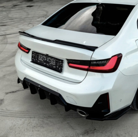 Oneway Achterbumperskirts (Hoeken) passend voor BMW 3-Serie G20/G21 M-Pack Facelift 2022- - Glanzend zwart