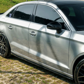 Oneway Set Sideskirts passend voor Audi A3 (8V) Sedan Facelift 2016-2020 - Glanzend zwart