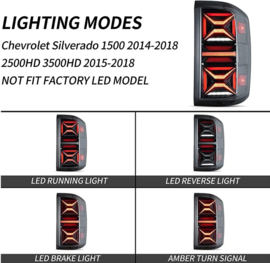 VLAND LED achterlichten Voor 2014-2018 Chevrolet Silverado 1500 2500HD 3500HD