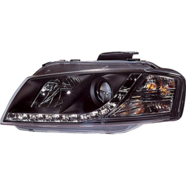 Set Koplampen in DRL-Look passend voor Audi A3 8P 2003-2008 - Zwart