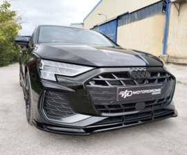 Motordrome Voorspoiler passend voor Audi A3 (8Y) Sportback & Sedan S-Line / S3 Facelift 2024- (ABS Glanzend zwart)