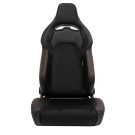 Sportstoel 'VGR Premium' - Zwart Leder & Alcantara + Rode stiksels - Dubbelzijdig verstelbare rugleuning - incl. sledes
