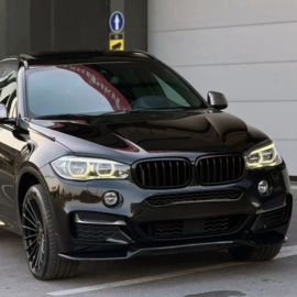Oneway Voorspoilerlip passend voor BMW X6 F16 M-Pack 2014-2019 - Glanzend zwart