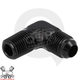 Aluminium 90° adapter male D08-1/4"NPT - Zwart