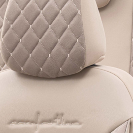 Universele Velours/Stoffen Stoelhoezenset 'Comfortline VIP' Crème - 11-delig - geschikt voor Side-Airbags