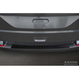 Matzwart Aluminium Achterbumperprotector passend voor Volkswagen Transporter T6 2015- & FL 2019- (met achterklep) 'Riffled plate'