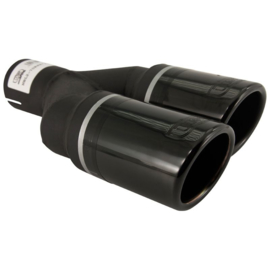 Ulter Sport Uitlaatsierstuk (rechts) - Dubbel Rond Ø70mm - Lengte 200/180mm - Montage ->50mm - RVS Zwart