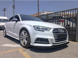 Motordrome Voorspoiler passend voor Audi A3 (8V) S-Line/S3 Hatchback/Sportback 2016-2020 Facelift (ABS Glanzend zwart)