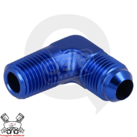 Aluminium 90° adapter male D06-1/4"NPT Blauw