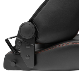 Sportstoel 'VGR' - Zwart Kunstleder + Donkergrijs Stof/Suede + Rode stiksels - Dubbelzijdig verstelbare rugleuning - incl. sledes