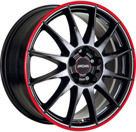 RONAL R54 16inch 7,0j 4/098 ET35 Naaf 58,1mm Zwart Glans / Rood