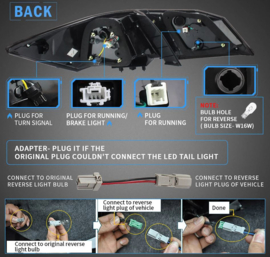 VLAND LED-achterlichten voor Honda Accord 2013-2015 met sequentiële achterlichten Kleur: Rood gerookt