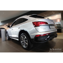 Zwart RVS Achterbumperprotector passend voor Audi Q5 Sportback 2020- incl. S-Line